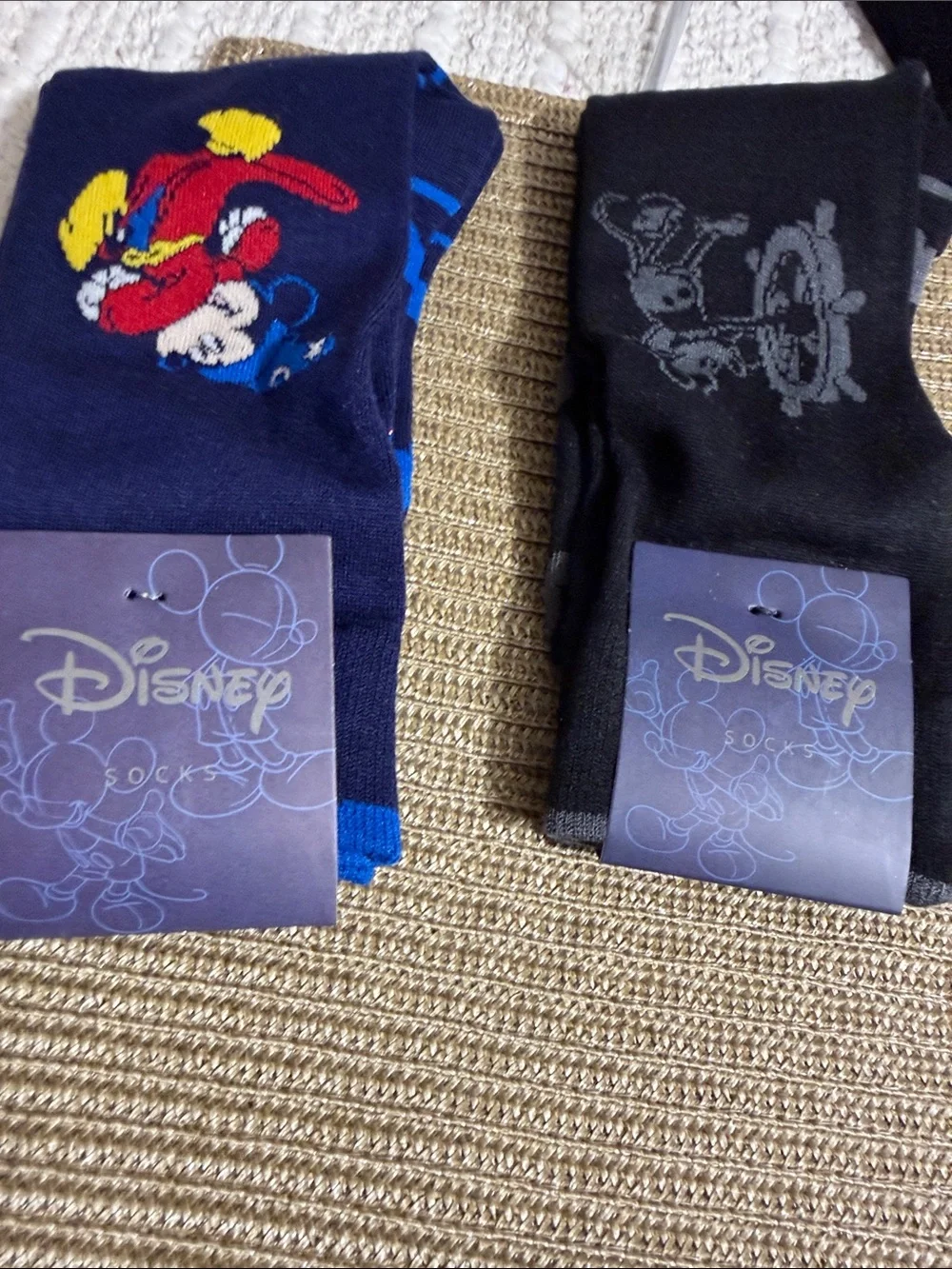 Disney Mickey Mouse Men’s Dress Socks 2 Pair Bundle Cufflinks Inc NWT One Size